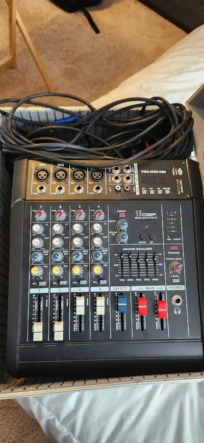 Mixer and  2 speaker package with stand ., View more