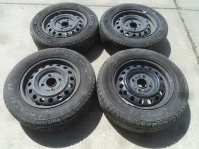 4 Goodride tires with steel rims are for sale. Tires are 185/65/14. Rims are 4 holes, 4.5 inch or 11...