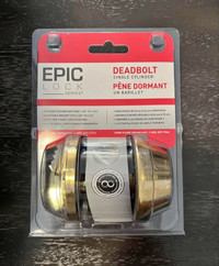 NEW EPIC LOCK Single Cylinder Deadbolt Lock - POLISHED BRASS
