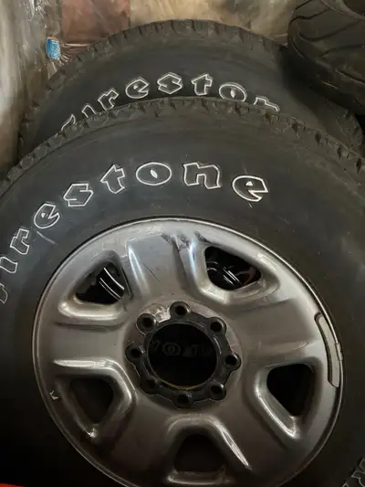 LT275/70/18 firestone tires on rims. Brand new take offs from 2023 ram 2500. Also have the center ca...
