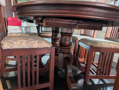 Mission-Style Solid Oak Dining Table + 6 Chairs, View more