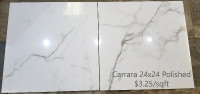 Carrara Porcelain Tiles 2x2 / 12x24 / 24x24 - Matte and Polished