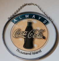 Vintage Always Coca Cola Stained Glass Suncatcher