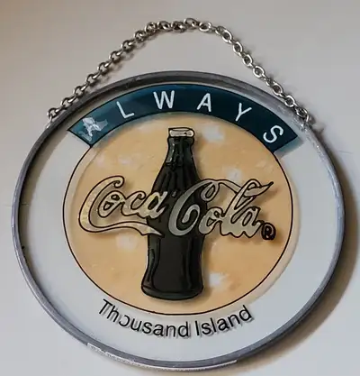 Vintage Always Coca Cola Stained Glass Suncatcher, View more