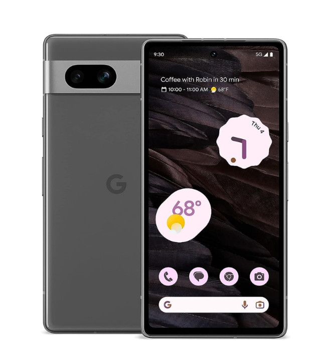Google Pixel 7a 128GB Charcoal with 2 screen protectors - New in Cell Phones in City of Toronto