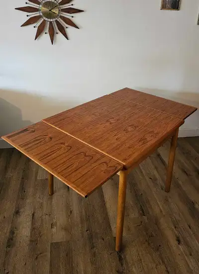 MCM Danish teak extension dining table with 3 matching chairs, View more
