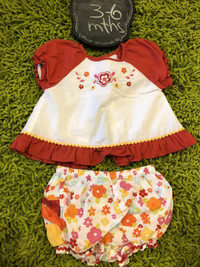 Gymboree cute outfit set top and matching diaper cover 3-6 mths