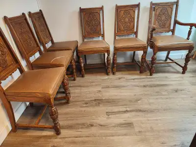 Antique wooden dining table set, View more