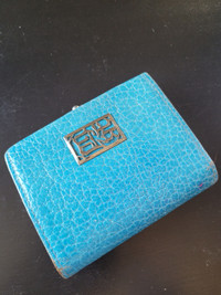 Coin Purse  Blue Leather Snap Closure 