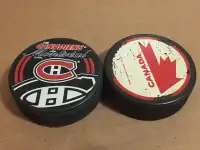 2 Vintage Collectable Hockey Pucks