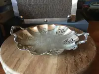 Vintage Pierced Silver Plated Dish with Double Handle