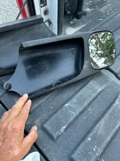 Mirror extension for trailer towing.