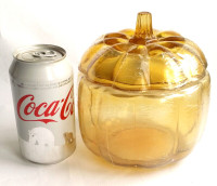 Brand NEW - Orange Pumpkin Candy Treats Glass Jar Container