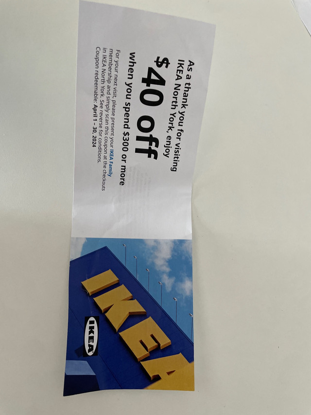 Ikea $40 coupon in Multi-item in City of Toronto