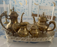 Silver-plated vintage tea & coffee set (gold in colour)