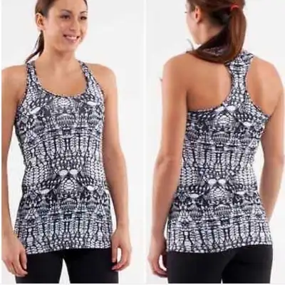 LULULEMON WHITE BLACK GLACIER LACE COOL RACERBACK, View more