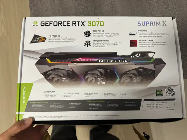 SUPRIM X GEFORCE RTX 3070 OC 8GB GPU in System Components in City of Toronto - Image 3