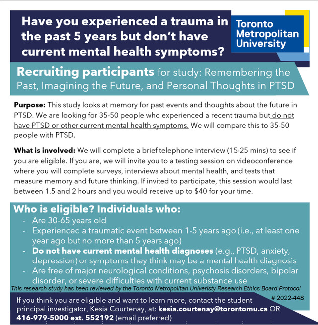 RECRUITING PARTICIPANTS for an online research study on trauma in Volunteers in Calgary