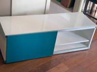 TV console w/ sliding door and glass top