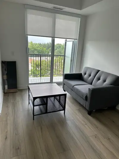 Furnished 1-bedroom, 1-bathroom condo in the Moda building at 312 Erb Street W, Waterloo — vacant an...