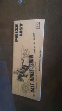 prize list  booklet from1958 galt horse show
