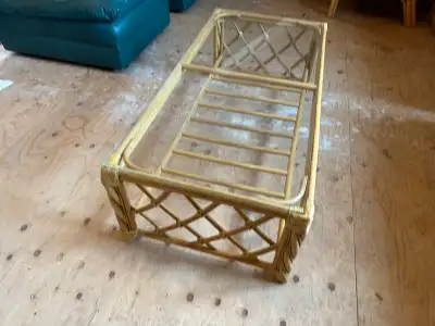 1980s Era Rattan coffee table, View more