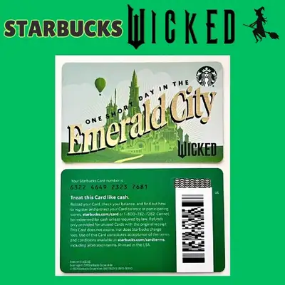 2024 STARBUCKS WICKED EMERALD CITY Gift Card - NEW!!  (Loadable), View more