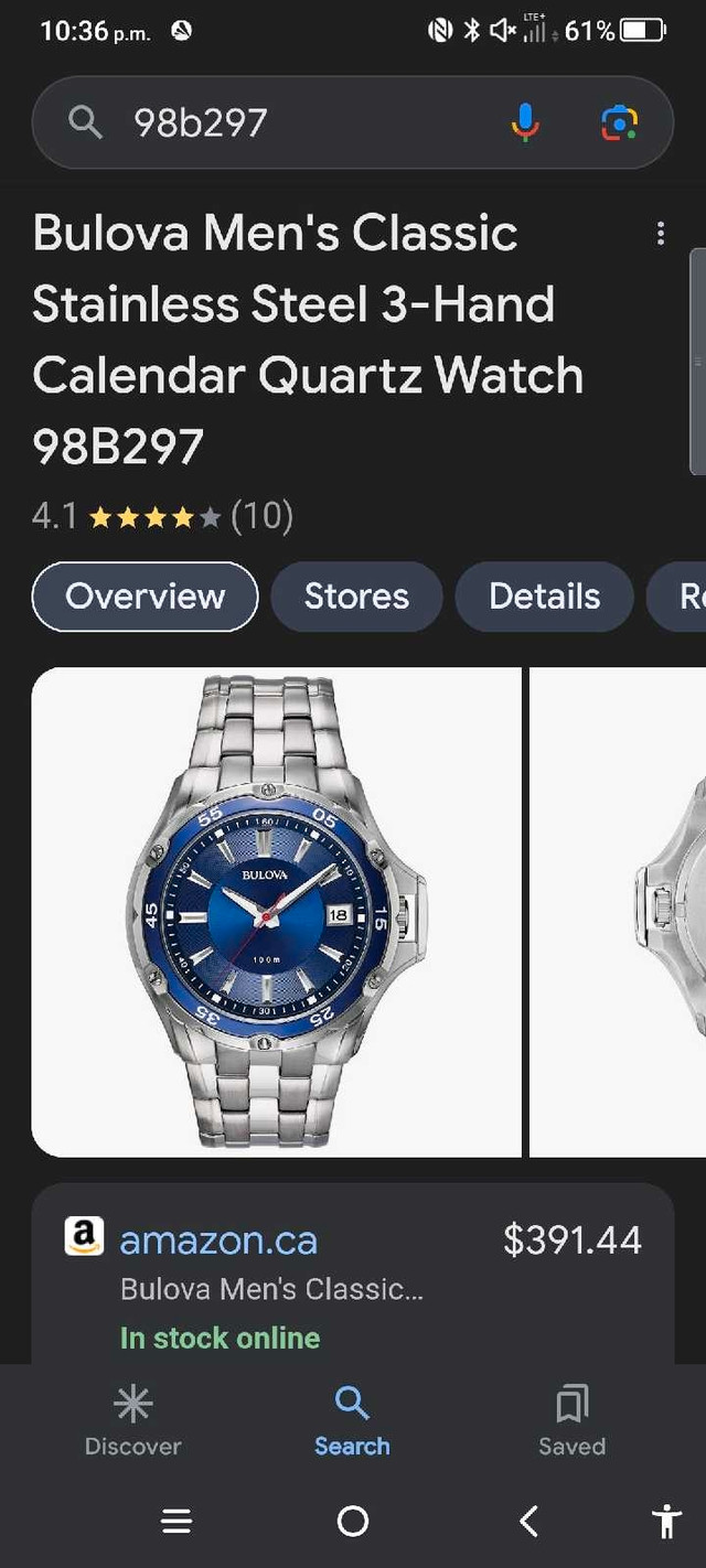 Bulova Water Resistant Watch to 100m in Jewellery & Watches in Peterborough - Image 4