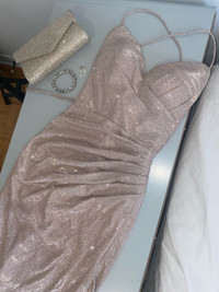 Prom dress - champagne sparkly XS 
