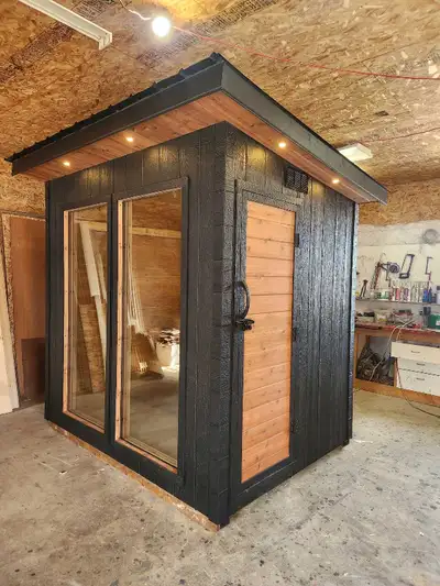 This 6x8 fully insulated outdoor sauna features premium Western Red Cedar tongue-and-groove interior...