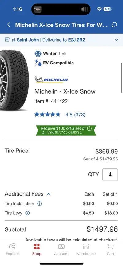 Equip your vehicle for winter with these Michelin X-Ice Snow tires, size 255/50 R19. These tires are...