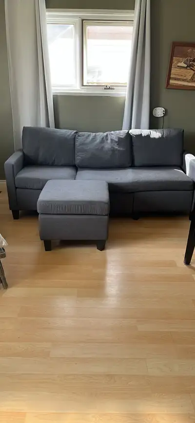 Grey sofa with matching ottoman, View more
