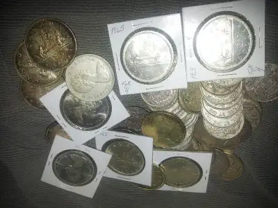 40pcs of Canadian Silver Dollars 1939-1967 Canadian Silver Dollars 1939-1967 - 80% Silver Mostly fro...