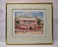 Signed Framed 16x14 Bermuda Cottage Harbour Road, Carole Holding