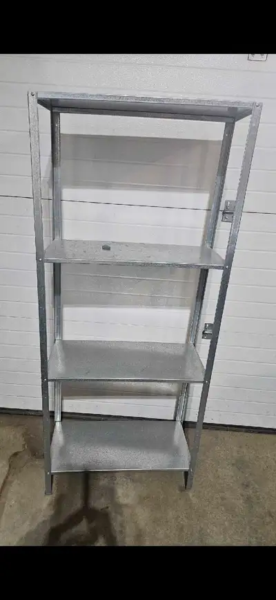 Ikea metal storage shelving unit for garage area or storage area.