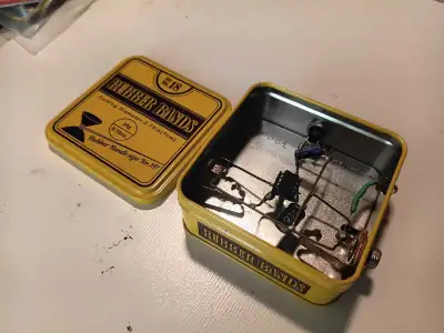 Custom built mini guitar amp in tin, View more
