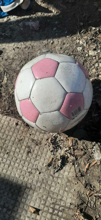 Pink white soccer ball