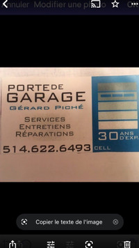  Réparation de porte  de garage de tout genre