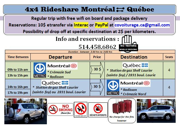 Covoiturage : Montréal-Ottawa-Toronto - Québec + wifi dans Covoiturage  à Ville de Montréal - Image 3