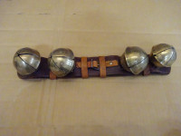 Brass Horse Sleigh Bells on leather harness strap