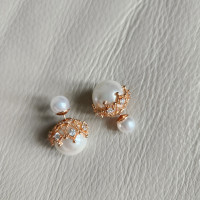 S925 Silver Studs Earrings Double Sides Pearl
