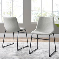 18" Faux Leather Dining Chair, Set of 2 in Grey