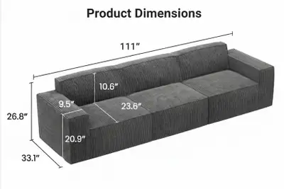 Brand New 111 -inch modular boneless sofa Special $259, View more