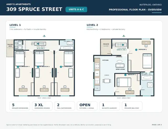 HUGE 17 Foot Long Bedrooms !! Walk to Laurier! in Room Rentals & Roommates in Kitchener / Waterloo - Image 4