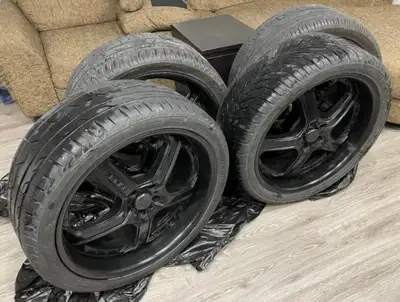 Selling cheap to make space!!! Lorenzo 22 inch bmw 5x120 72.6 hub…tires are ok. 350 or best offer