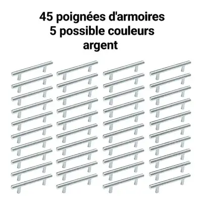 Neuf; 45 poignées 5 po couleur argent , View more