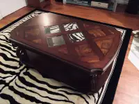 coffee table/storage, 49'' solid wood and beveled glass top