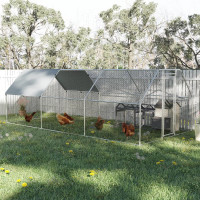 9.2' x 18.7' Metal Chicken Coop, Galvanized Walk-in Hen House, P