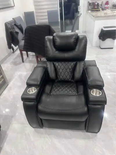 Black Leather Home Theatre Recliner, View more