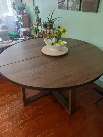Real solid wood, circular table., View more